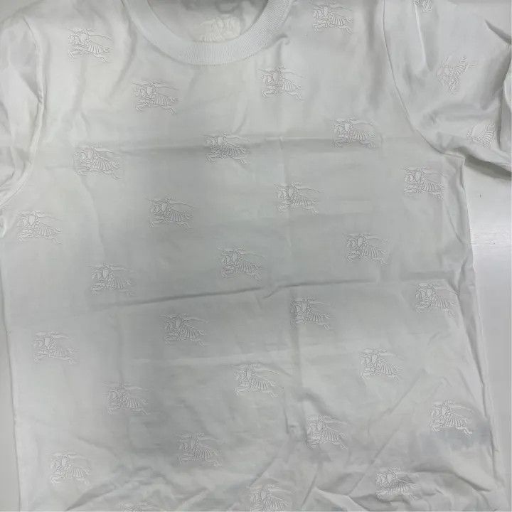 Burberry Burberry Patterned White Short Sleeve T-Shirt 0079 Size S / US 4 / IT 40 - 4 Thumbnail
