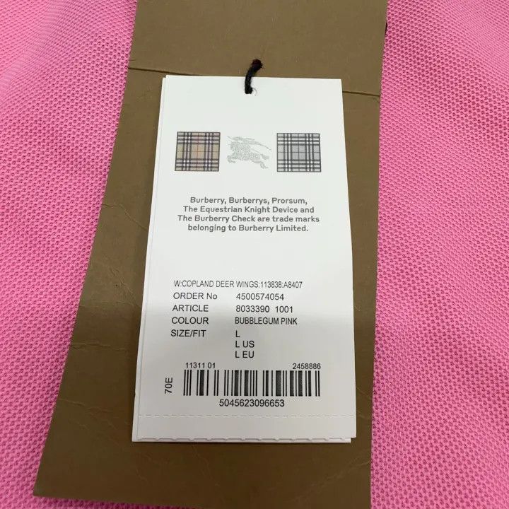 Burberry Burberry Pink Short Sleeve Polo Shirt 0079 Size L / US 10 / IT 46 - 5 Thumbnail