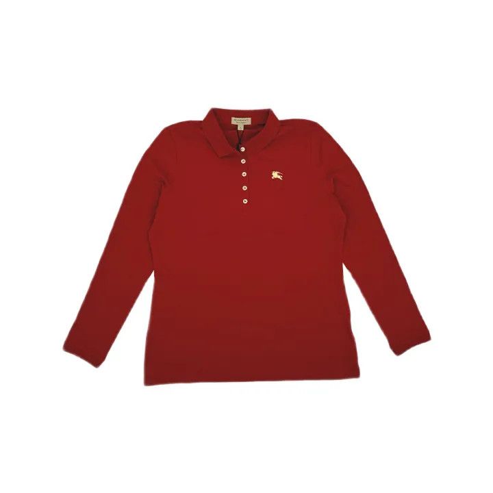 Burberry Burberry Red Long Sleeve Polo Shirt 0079 Size XL / US 12-14 / IT 48-50 - 2 Thumbnail