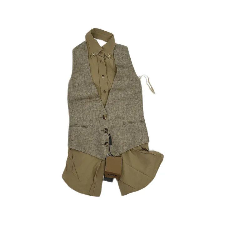 Burberry Burberry Brown Sleeveless Double-Breasted Shirt 0079 Size S / US 4 / IT 40 - 2 Thumbnail