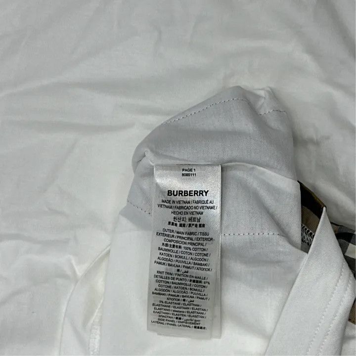Burberry Burberry Logo Check Short Sleeve T-Shirt 0079 Size XS / US 0-2 / IT 36-38 - 3 Thumbnail