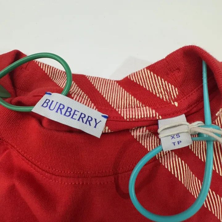 Burberry Burberry Red Checked Print Short Sleeve T-Shirt 0079 Size XS / US 0-2 / IT 36-38 - 2 Thumbnail
