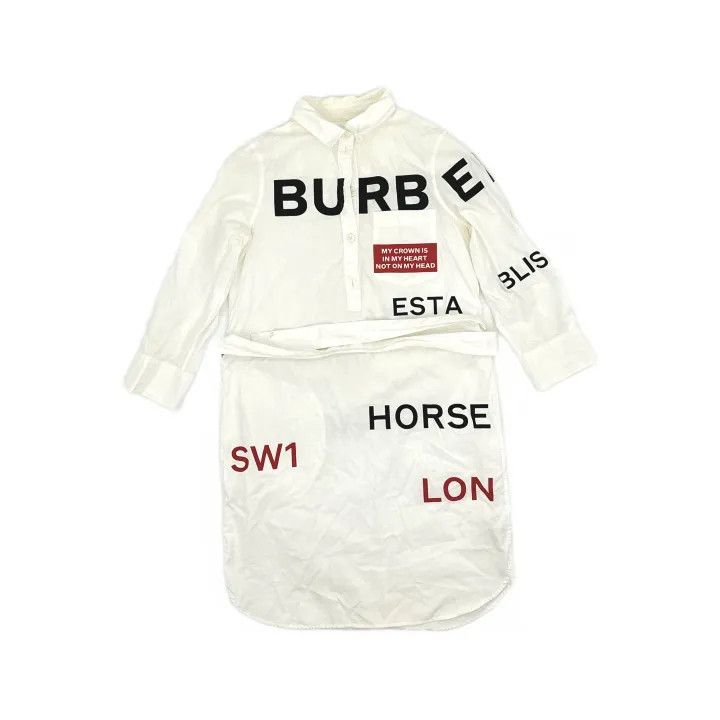 Burberry Burberry Cotton Lettered Long Sleeve Dress 0079 Size XS / US 0-2 / IT 36-38 - 2 Thumbnail