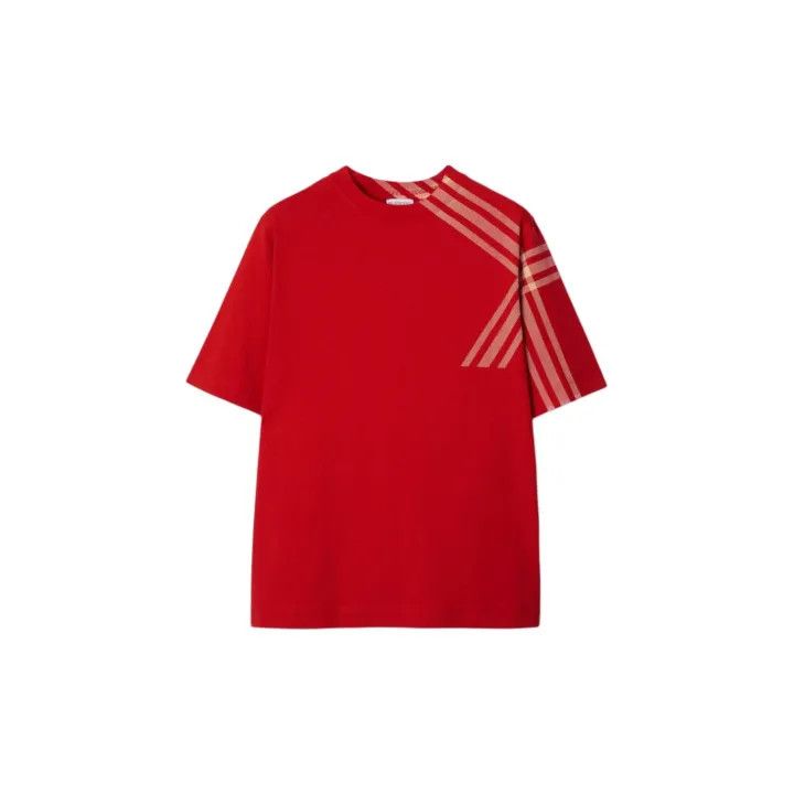 Burberry Burberry Red Check Print Short Sleeve T-Shirt 0079 Size XS / US 0-2 / IT 36-38 - 2 Thumbnail
