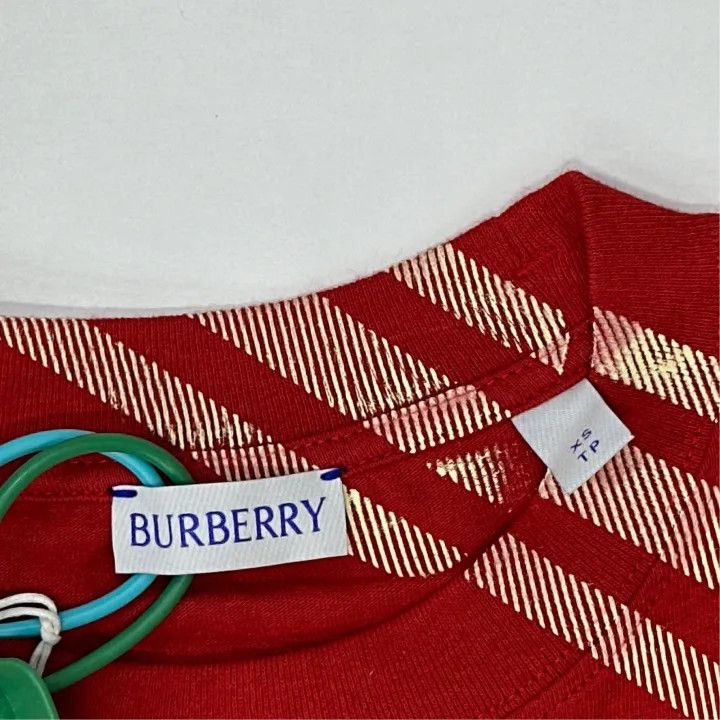 Burberry Burberry Red Check Print Short Sleeve T-Shirt 0079 Size XS / US 0-2 / IT 36-38 - 3 Thumbnail