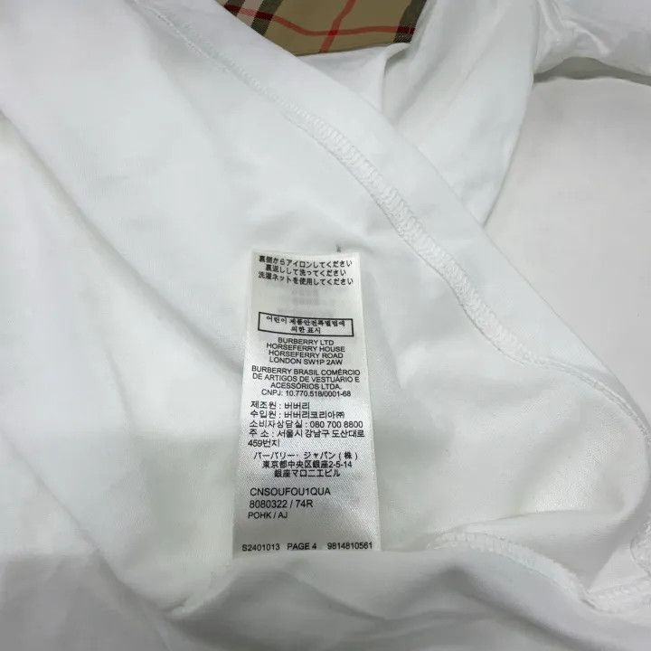 Burberry Burberry Plaid Pocket White Cotton T-Shirt 0079 Size S / US 4 / IT 40 - 4 Thumbnail