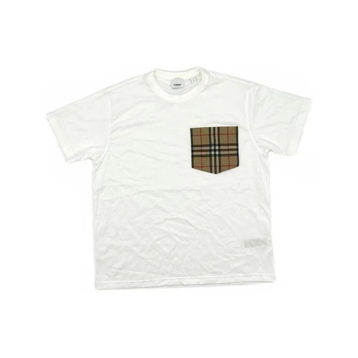 Burberry Burberry Plaid Pocket White Cotton T-Shirt 0079 Size S / US 4 / IT 40 - 2 Thumbnail