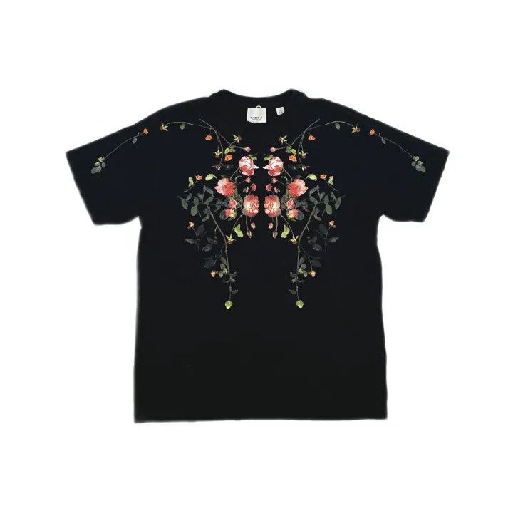 Burberry Burberry Black Floral Print Cotton Tee 0079 Size XXS / US 00 / IT 34 - 2 Thumbnail