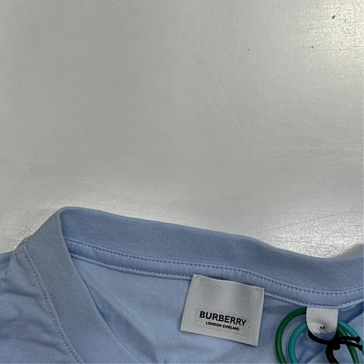 Burberry Burberry Blue Embroidered Logo T-Shirt for Women 0079 Size M / US 6-8 / IT 42-44 - 2 Thumbnail