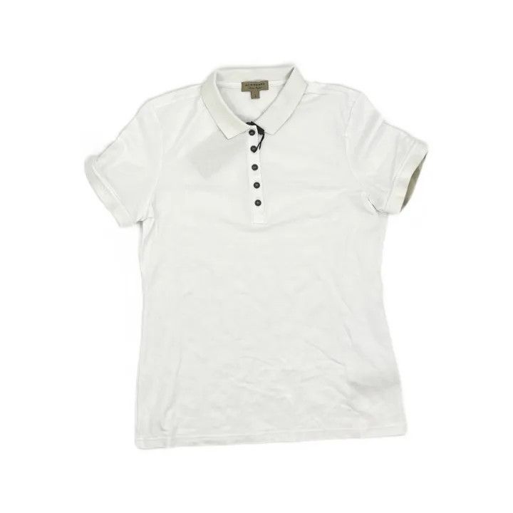 Burberry Burberry Women's White Polo Shirt with Decorative Details 0079 Size L / US 10 / IT 46 - 2 Thumbnail