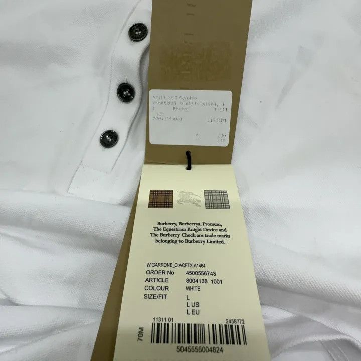Burberry Burberry Women's White Polo Shirt with Decorative Details 0079 Size L / US 10 / IT 46 - 11 Thumbnail