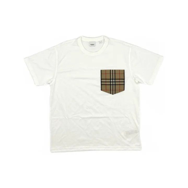 Burberry Burberry White Short Sleeve Tee with Check Pocket 0079 Size S / US 4 / IT 40 - 2 Thumbnail