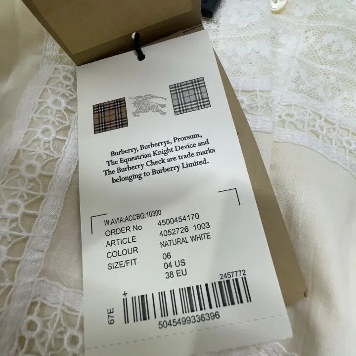 Burberry Burberry White Lace Long Sleeve Dress 0079 Size S / US 4 / IT 40 - 5 Thumbnail