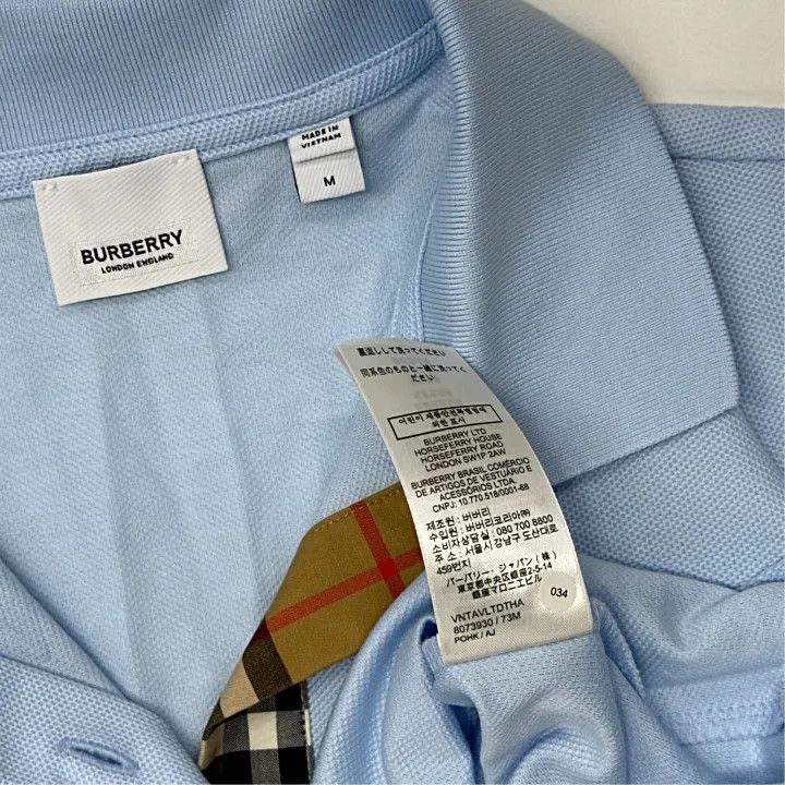Burberry Burberry Blue Short Sleeve Polo Shirt for Women 0079 Size M / US 6-8 / IT 42-44 - 3 Thumbnail