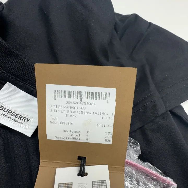 Burberry Burberry Black Short Sleeve T-Shirt with Embroidery 0079 Size L / US 10 / IT 46 - 7 Thumbnail