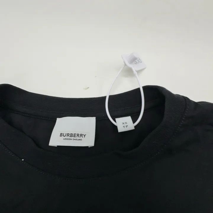 Burberry Burberry Black Short Sleeve T-Shirt with Plaid 0079 Size XS / US 0-2 / IT 36-38 - 4 Thumbnail