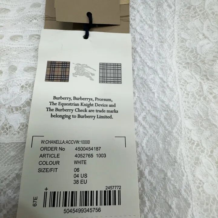 Burberry Burberry White Lace Long Sleeve Dress 0079 Size M / US 6-8 / IT 42-44 - 5 Thumbnail