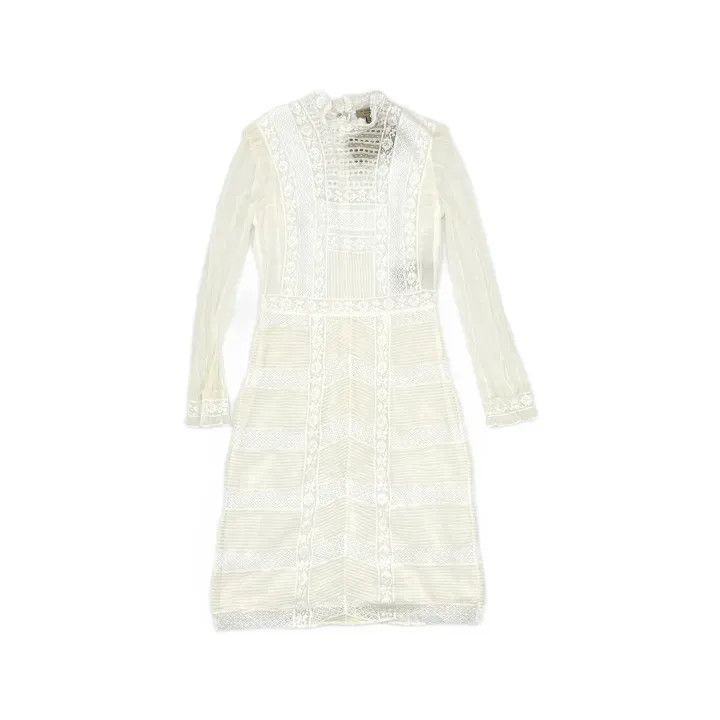 Burberry Burberry White Lace Long Sleeve Dress 0079 Size M / US 6-8 / IT 42-44 - 2 Thumbnail