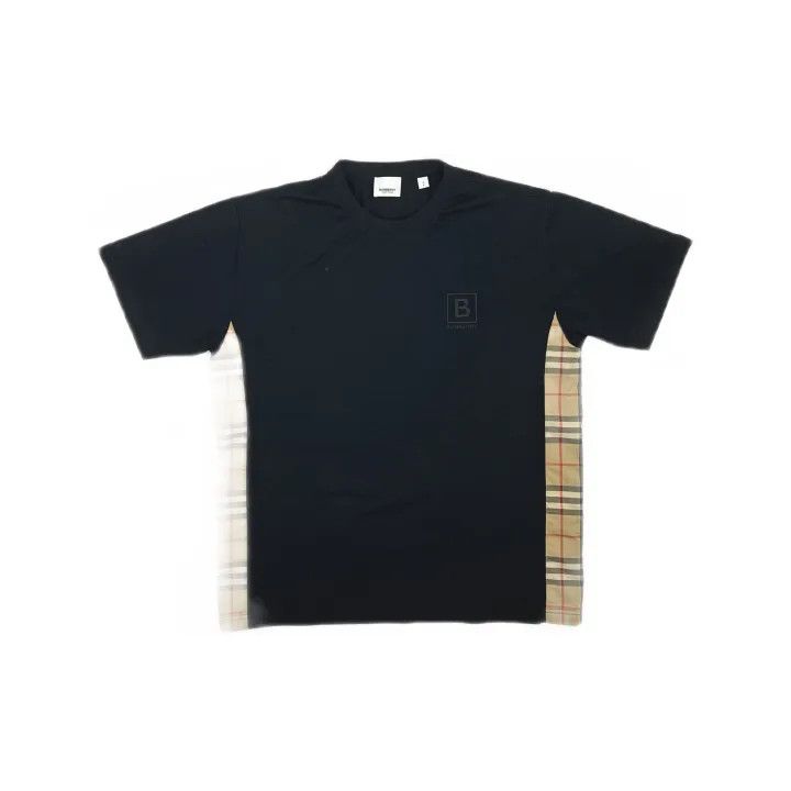Burberry Burberry Black Check Panel T-Shirt 0079 Size S / US 4 / IT 40 - 2 Thumbnail