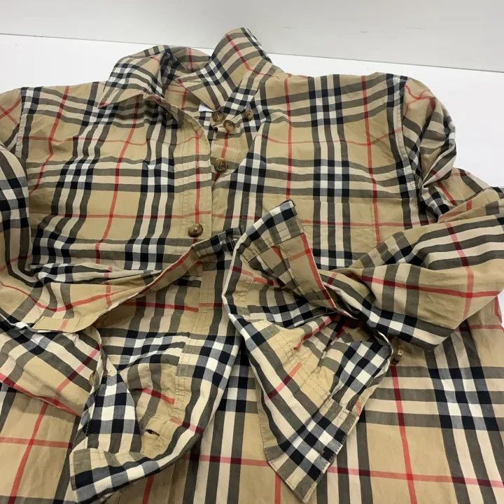 Burberry Burberry Beige Check Long Sleeve Shirt for Women 0079 Size M / US 6-8 / IT 42-44 - 7 Thumbnail