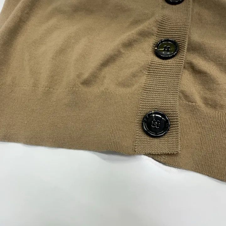 Burberry Burberry Beige V-Neck Wool Cardigan 0079 Size L / US 10 / IT 46 - 8 Thumbnail