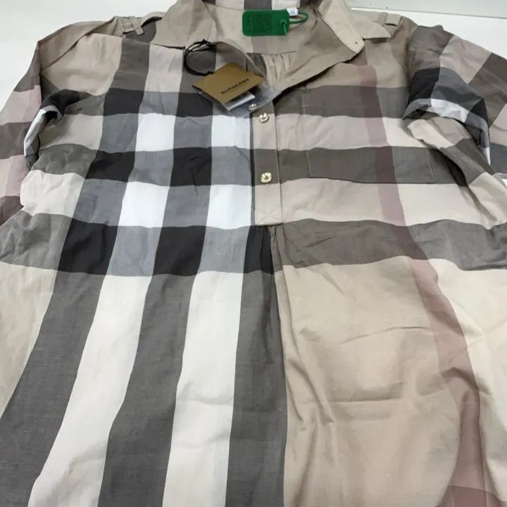 Burberry Burberry Light Checkered Long Sleeve Dress 0079 Size L / US 10 / IT 46 - 7 Thumbnail