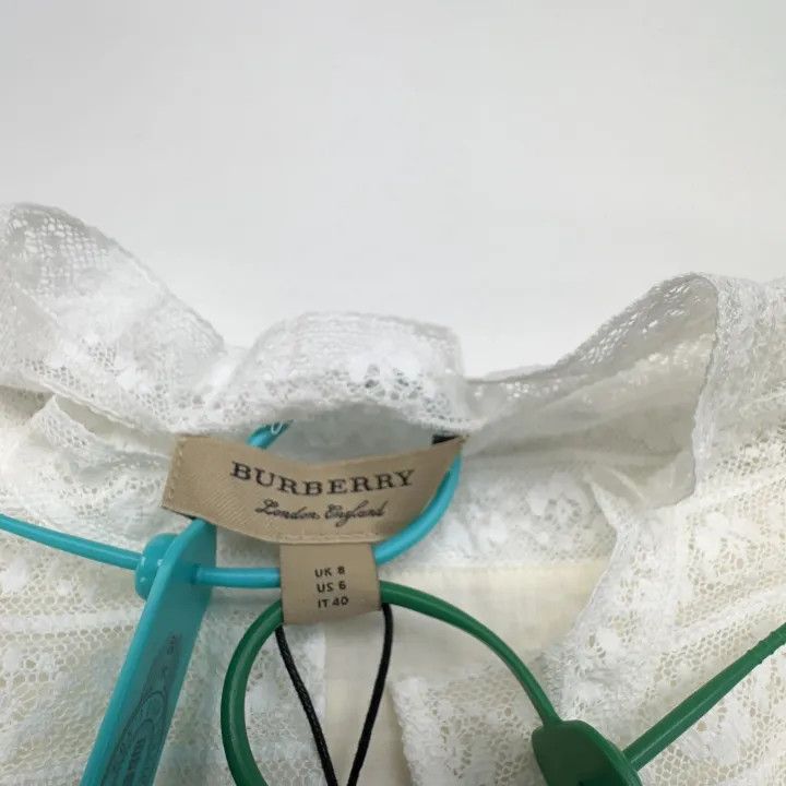 Burberry Burberry White Lace Long Sleeve Dress for Women 0079 Size M / US 6-8 / IT 42-44 - 3 Thumbnail