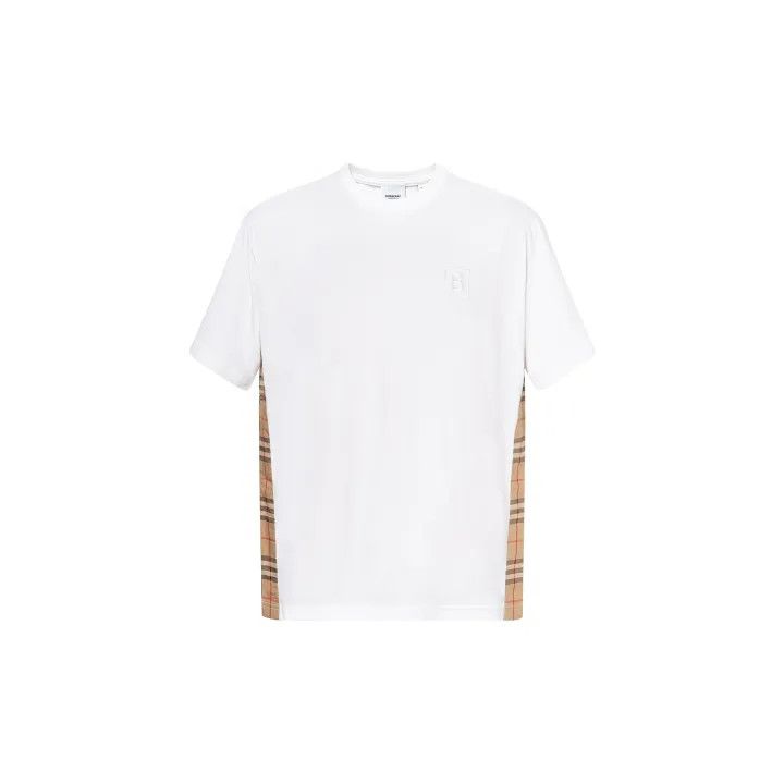 Burberry Burberry White Plaid Side Short Sleeve T-Shirt 0079 Size S / US 4 / IT 40 - 2 Thumbnail
