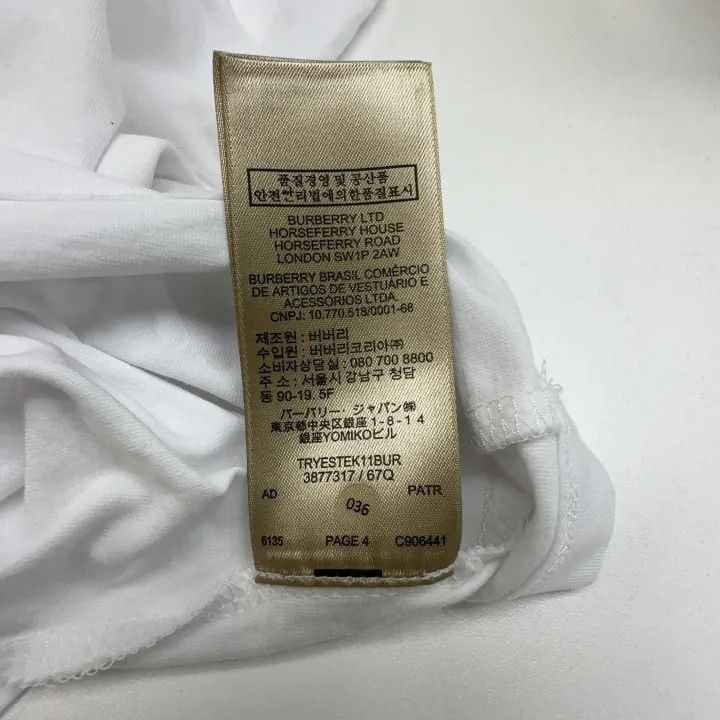 Burberry Burberry White Short Sleeve Cotton T-Shirt 0079 Size S / US 4 / IT 40 - 4 Thumbnail