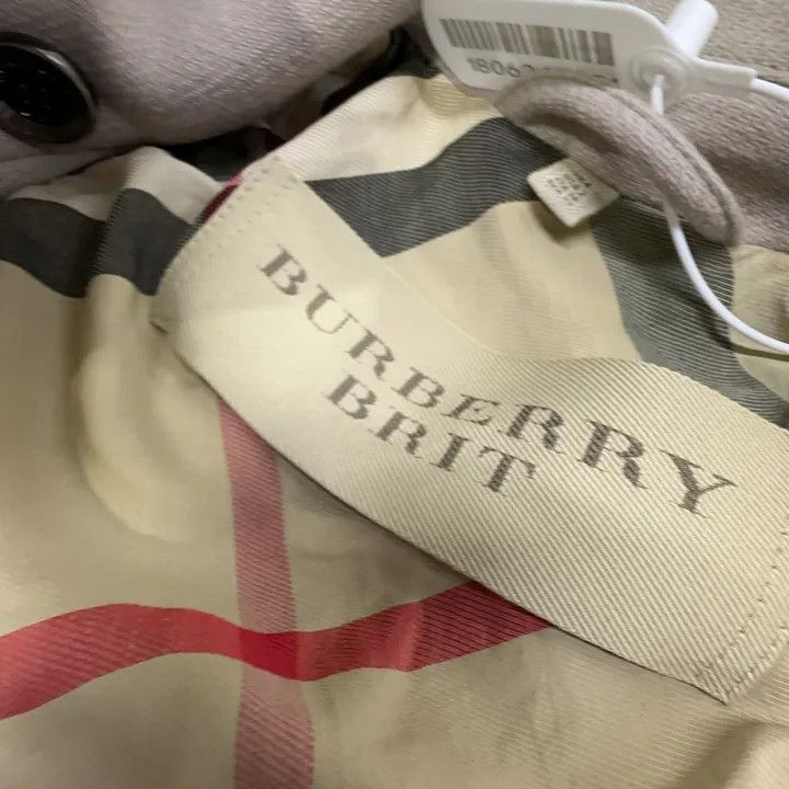 Burberry Double-Breasted Coat in Light Purple 0079