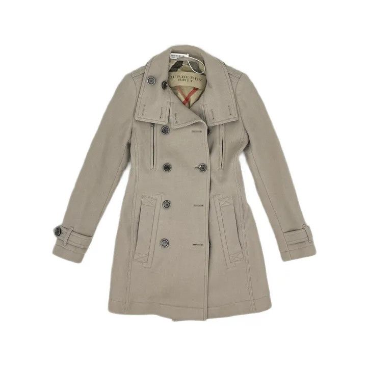 Burberry Double-Breasted Coat in Light Purple 0079