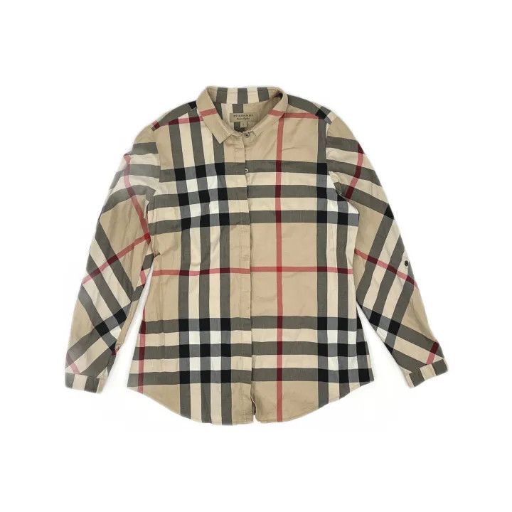 Burberry Burberry Plaid Long Sleeve Shirt in Khaki 0079 Size L / US 10 / IT 46 - 2 Thumbnail
