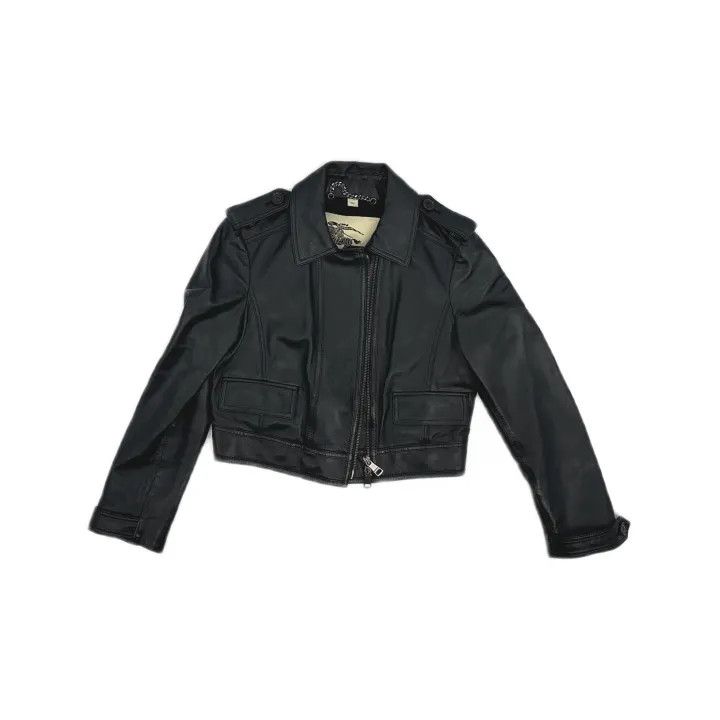 Burberry Burberry Black Cropped Lambskin Leather Jacket 0079 Size S / US 4 / IT 40 - 2 Thumbnail