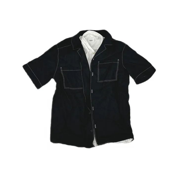 Burberry Burberry Black Short Sleeve Button-Up Shirt 0079 Size XXS / US 00 / IT 34 - 2 Thumbnail