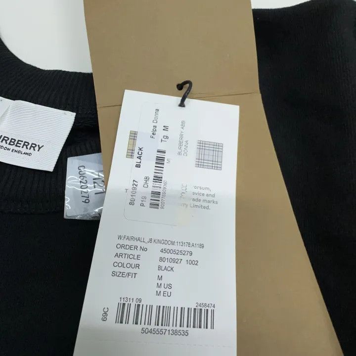 Burberry Burberry Black Logo Print Long Sleeve Sweatshirt 0079 Size M / US 6-8 / IT 42-44 - 5 Thumbnail