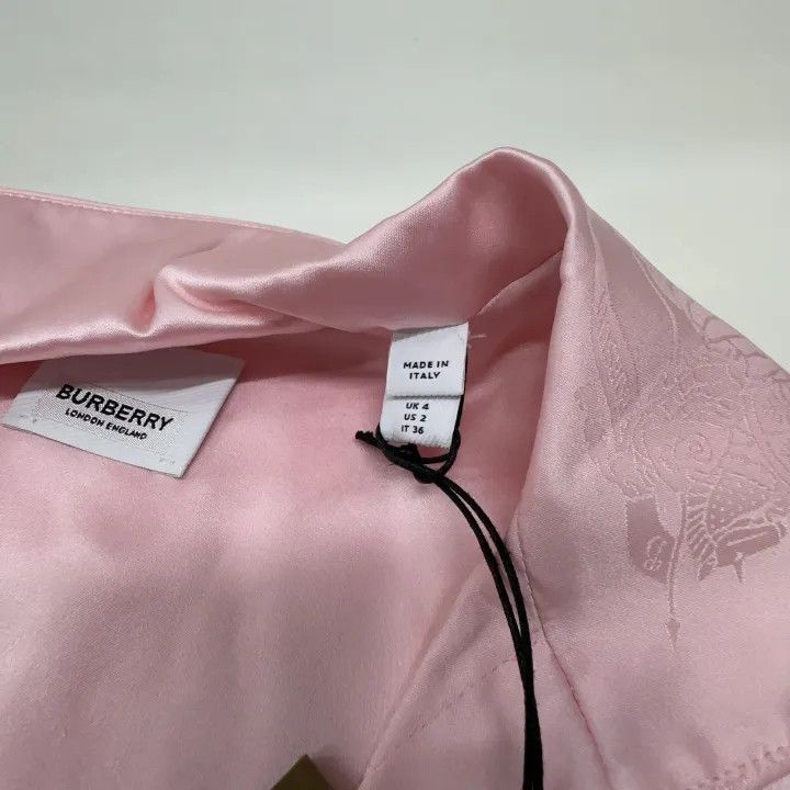 Burberry Burberry Pink Silk Short Sleeve Shirt 0079 Size S / US 4 / IT 40 - 5 Thumbnail