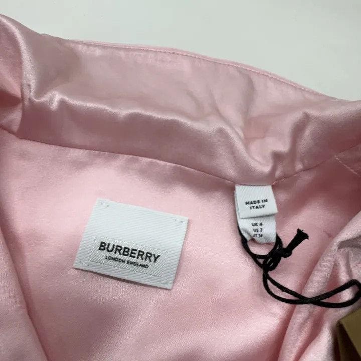 Burberry Burberry Pink Silk Short-Sleeve Shirt 0079 Size S / US 4 / IT 40 - 4 Thumbnail
