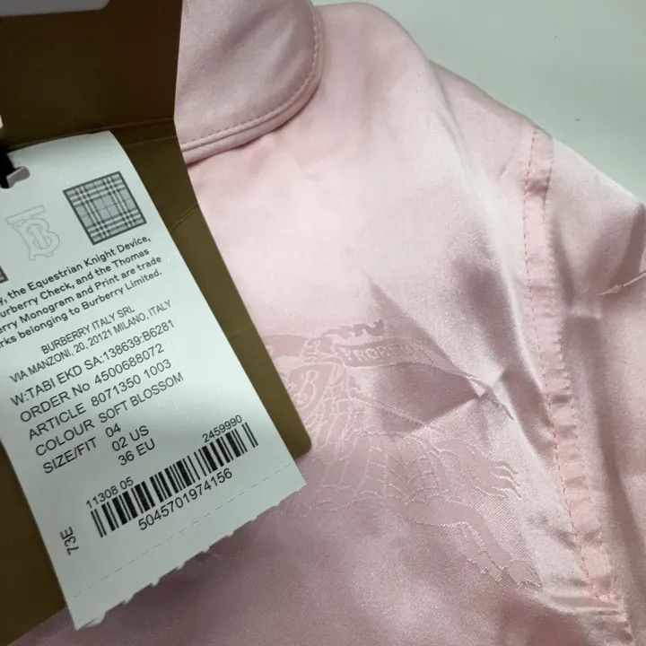 Burberry Burberry Pink Silk Short-Sleeve Shirt 0079 Size S / US 4 / IT 40 - 5 Thumbnail