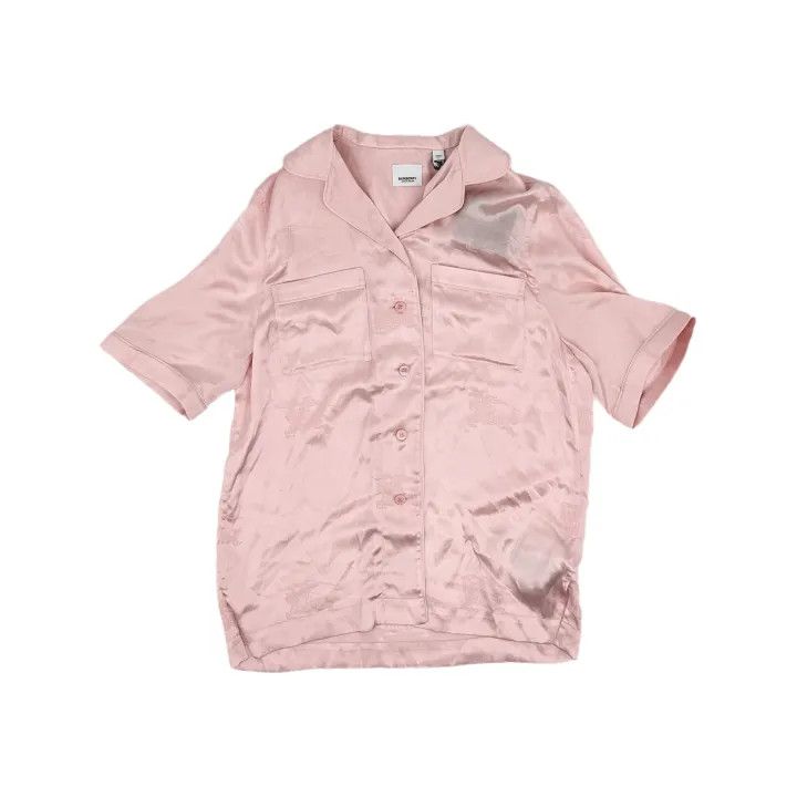 Burberry Burberry Pink Silk Short-Sleeve Shirt 0079 Size S / US 4 / IT 40 - 2 Thumbnail
