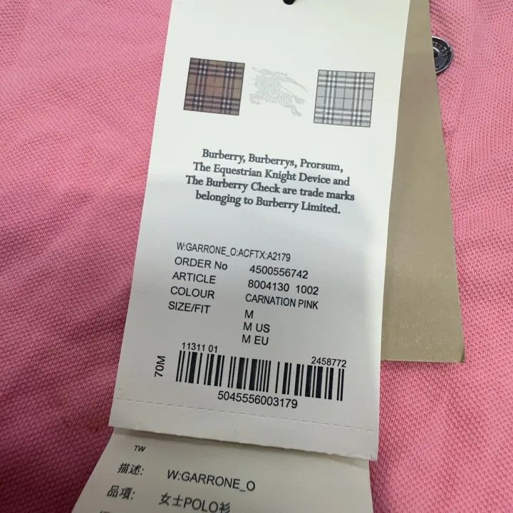 Burberry Burberry SS22 Pink Short Sleeve Polo Shirt 0079 Size M / US 6-8 / IT 42-44 - 6 Thumbnail