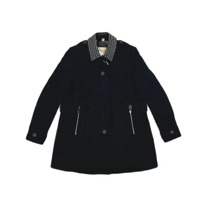 Burberry Burberry Long Black Button Coat with Studded Collar 0079 Size M / US 6-8 / IT 42-44 - 2 Thumbnail