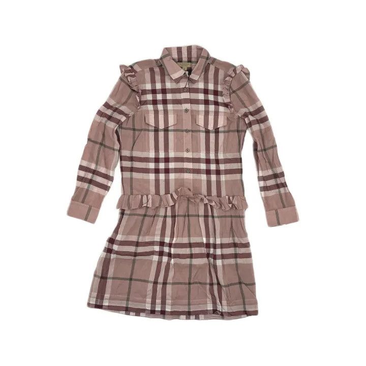 Burberry Burberry Pink Check Long Sleeve Dress for Women 0079 Size S / US 4 / IT 40 - 2 Thumbnail