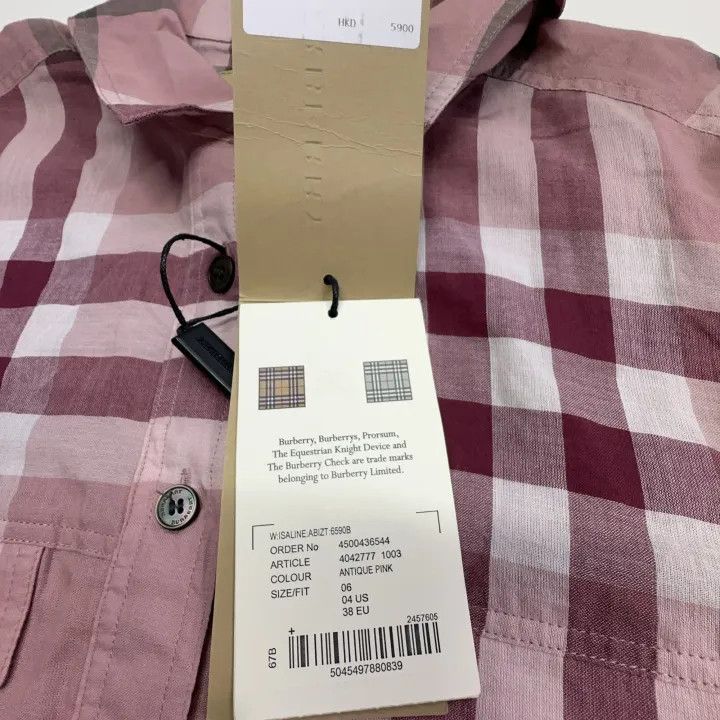 Burberry Burberry Pink Check Long Sleeve Dress for Women 0079 Size S / US 4 / IT 40 - 5 Thumbnail