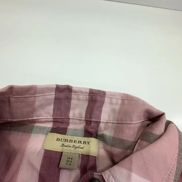 Burberry Burberry Pink Check Long Sleeve Dress for Women 0079 Size S / US 4 / IT 40 - 4 Thumbnail