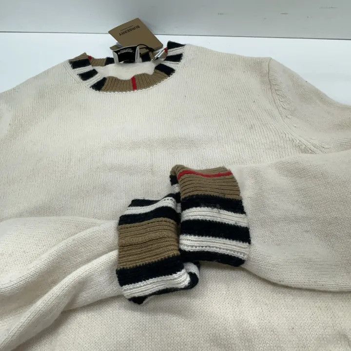 Burberry Burberry Women's Striped Logo Knit Sweater 0079 Size L / US 10 / IT 46 - 12 Thumbnail