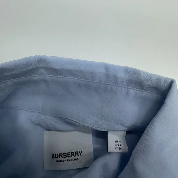 Burberry Burberry Blue Printed Silk Long Shirt for Women 0079 Size S / US 4 / IT 40 - 4 Thumbnail
