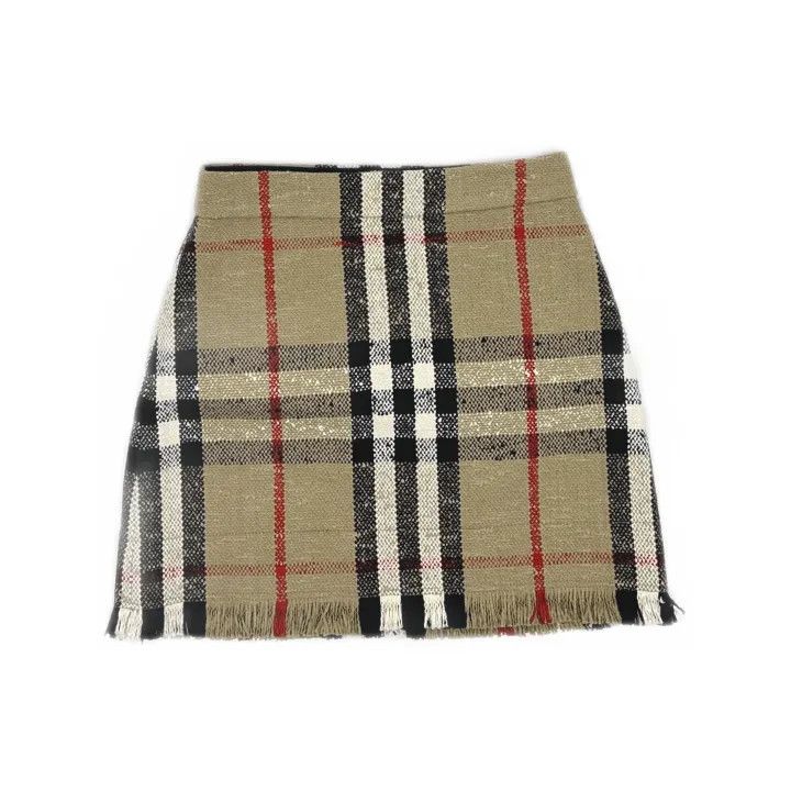 Burberry Burberry Beige Plaid Mini Skirt for Women 0079 Size 23" - 2 Thumbnail