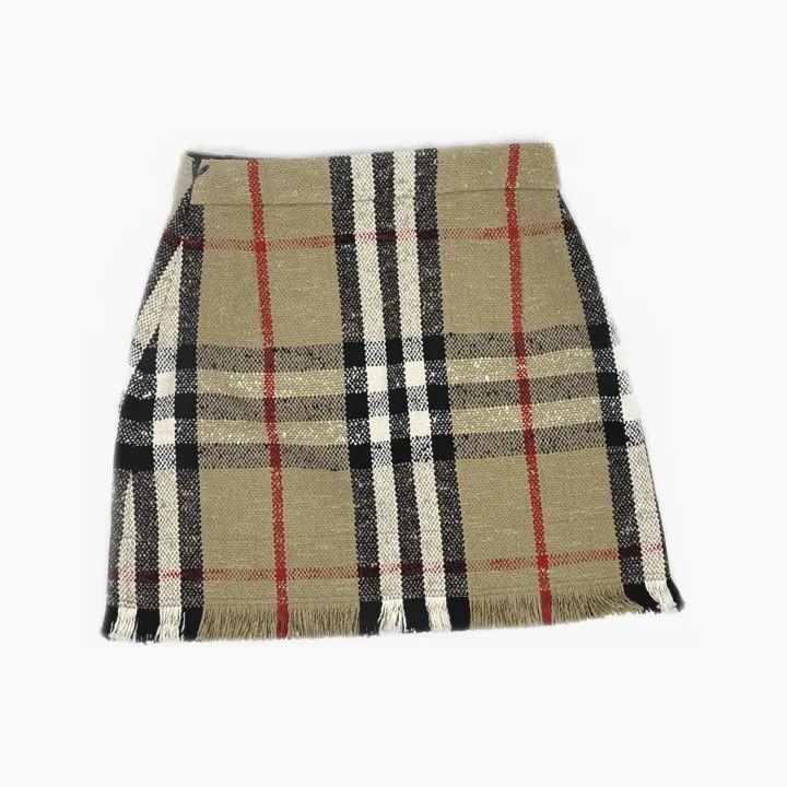 Burberry Burberry Beige Plaid Mini Skirt for Women 0079 Size 23" - 3 Thumbnail