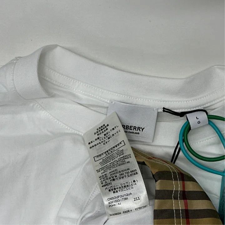Burberry Burberry Logo Embroidered Check T-Shirt for Women 0079 Size L / US 10 / IT 46 - 4 Thumbnail