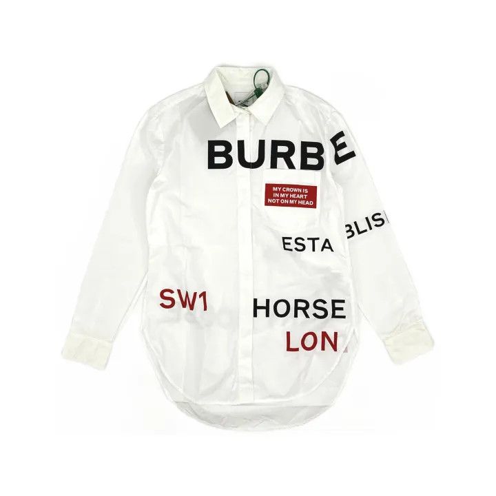 Burberry Burberry Logo Print Long Sleeve Shirt 0079 Size S / US 4 / IT 40 - 2 Thumbnail